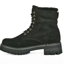 Boots, Bottines|OUTSHOES Bottines Plates Femme Noir Fourrees