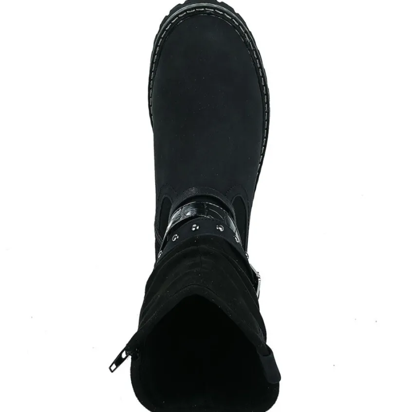 Boots, Bottines|OUTSHOES Bottines Plates Femme Noir A Brides