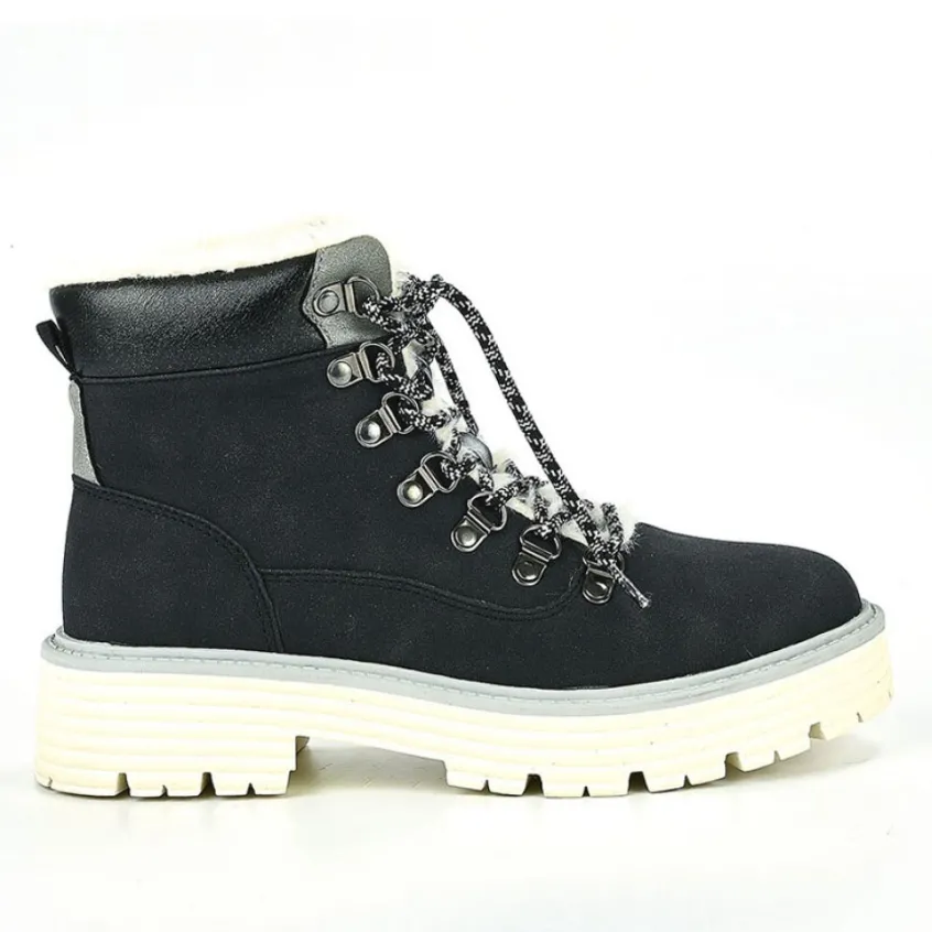Boots, Bottines|OUTSHOES Bottines Plates Femme Noir