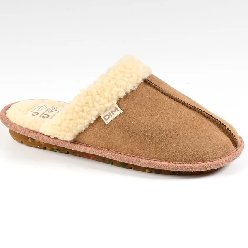 Chaussons|DIM Chaussons Femme Avec Col Fourre Camel