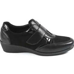 Chaussures Confort|LADY CONFORT Chaussures Confort Femme Bi-Matieres Noir