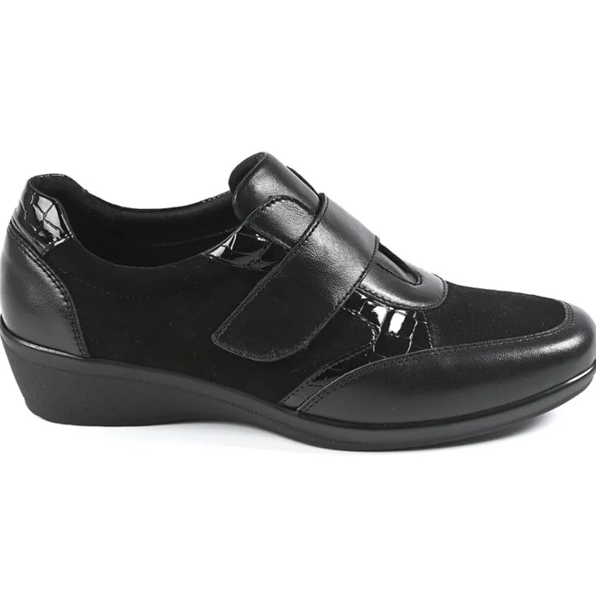 Chaussures Confort|LADY CONFORT Chaussures Confort Femme Bi-Matieres Noir