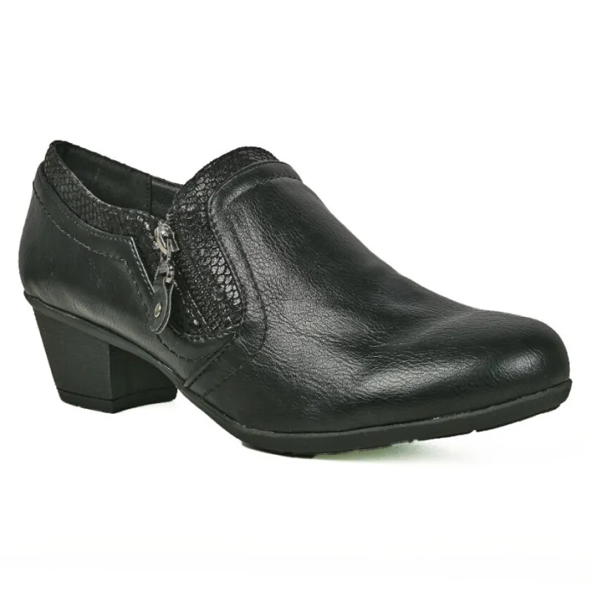 Chaussures Confort|LADY CONFORT Chaussures Confort Femme Avec Zip Pratique Sur Le Cote Noir