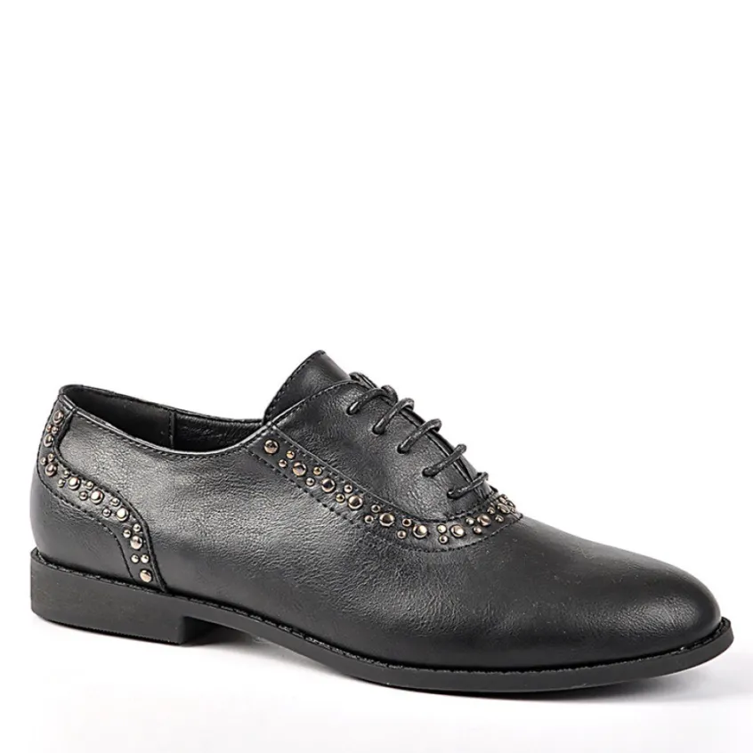 Derbies|ANA LUNA Derbies Femme Avec Petits Clous Noir