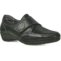 Chaussures Confort|LADY CONFORT Derbies Femme Confort Avec Boutons Fantaisies Noir