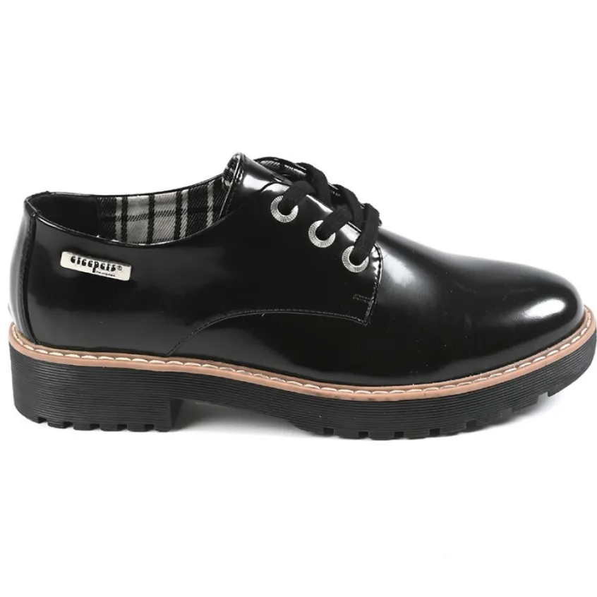 Derbies|CREEPERS Derbies Femme Vernis Noir