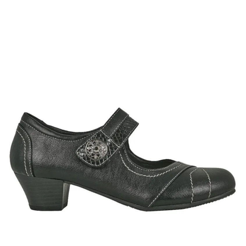 Escarpins|LADY CONFORT Escarpins A Brides Avec Boutons Fantaisies Noir