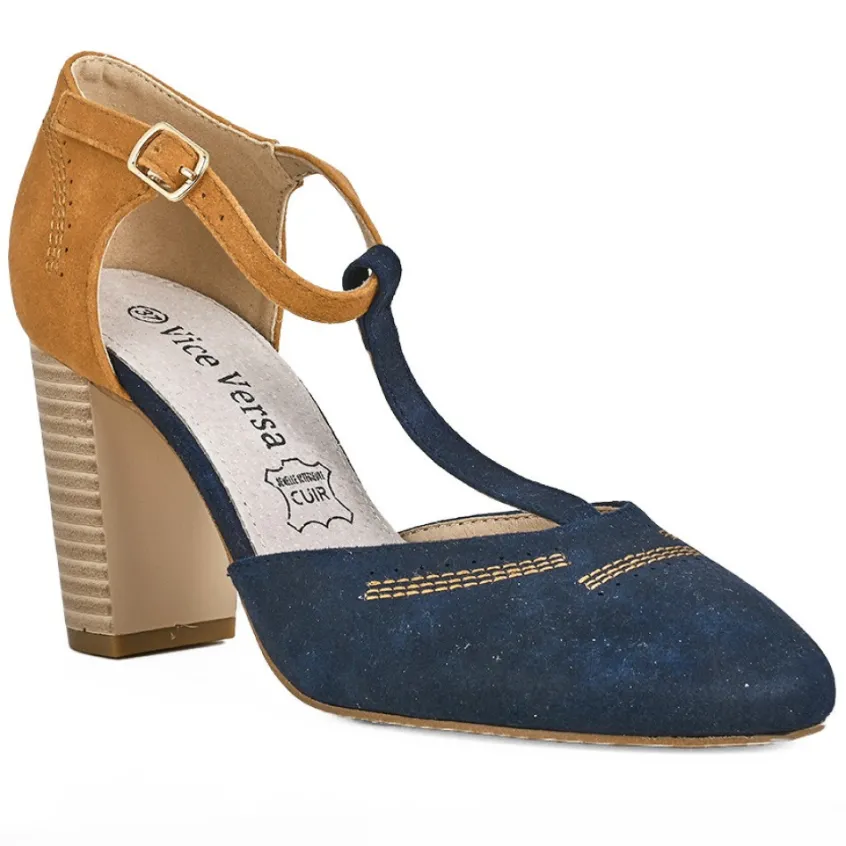 Escarpins|VICE VERSA Escarpins A Brides Femme Bicolore Bleu Marine