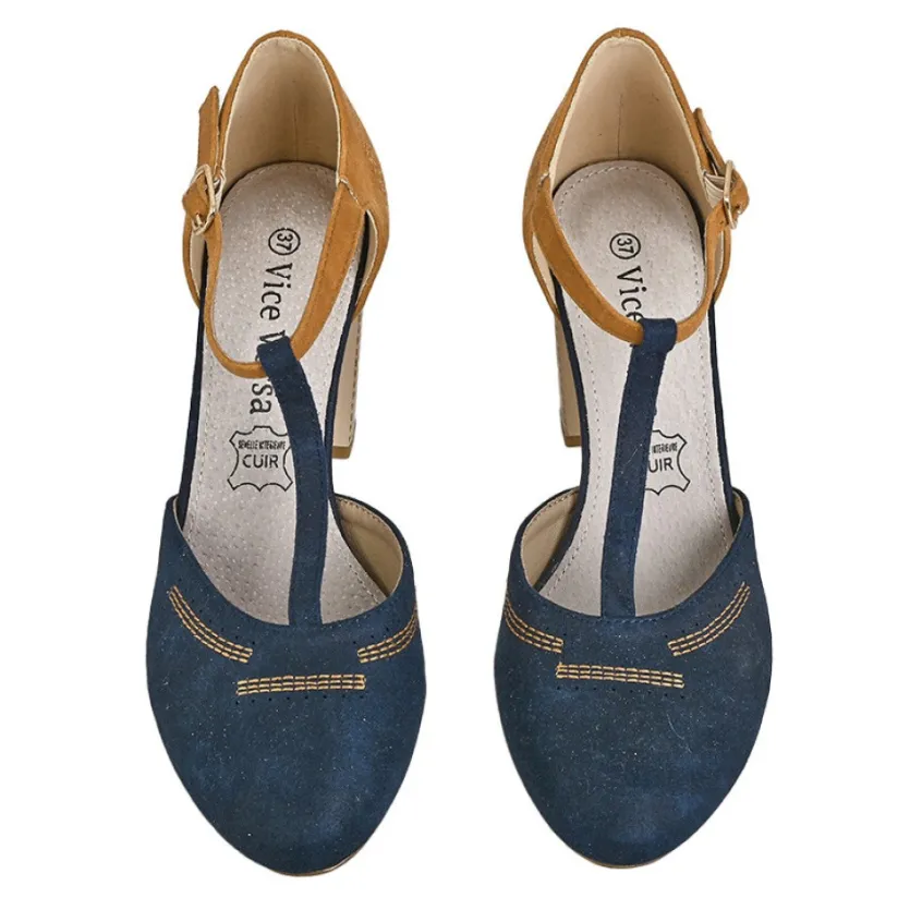 Escarpins|VICE VERSA Escarpins A Brides Femme Bicolore Bleu Marine