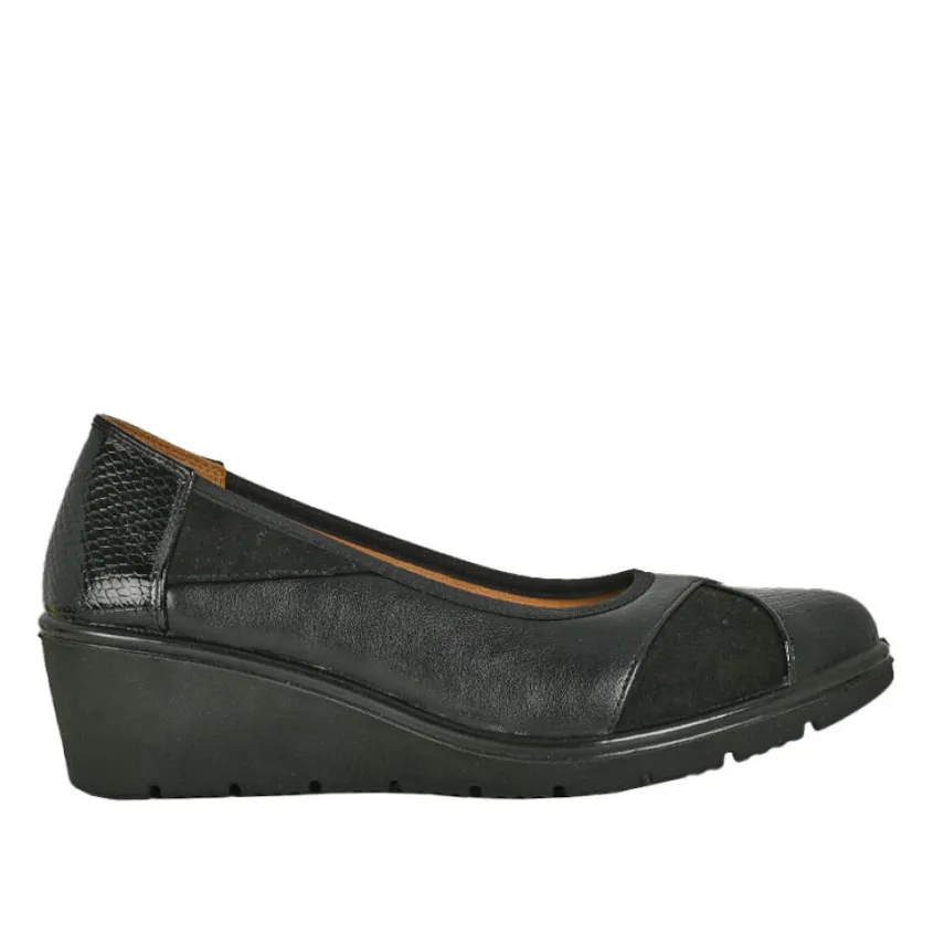 Chaussures Confort|SCALINA Escarpins Compenses Bi-Matieres Noir