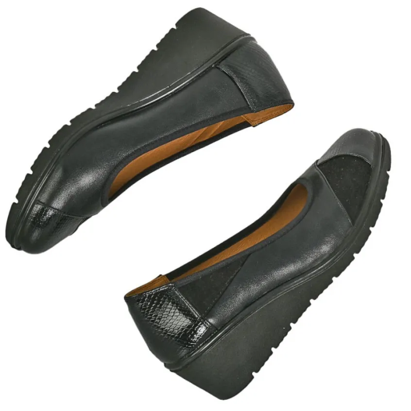 Chaussures Confort|SCALINA Escarpins Compenses Bi-Matieres Noir