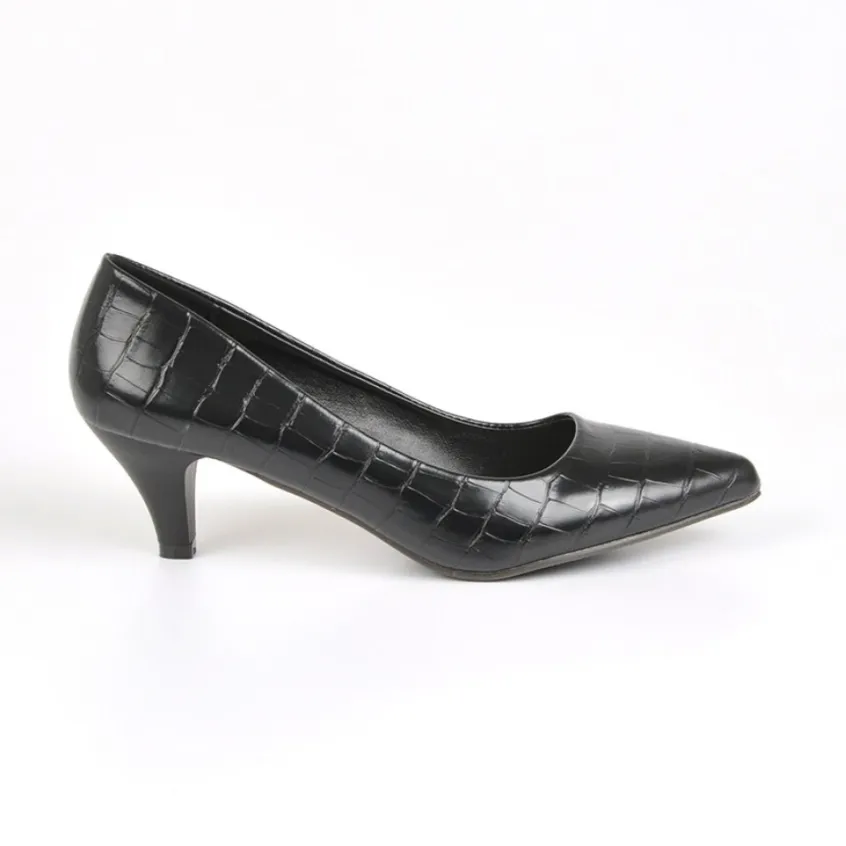 Escarpins|VICE VERSA Escarpins Femme Avec Effet Croco Noir