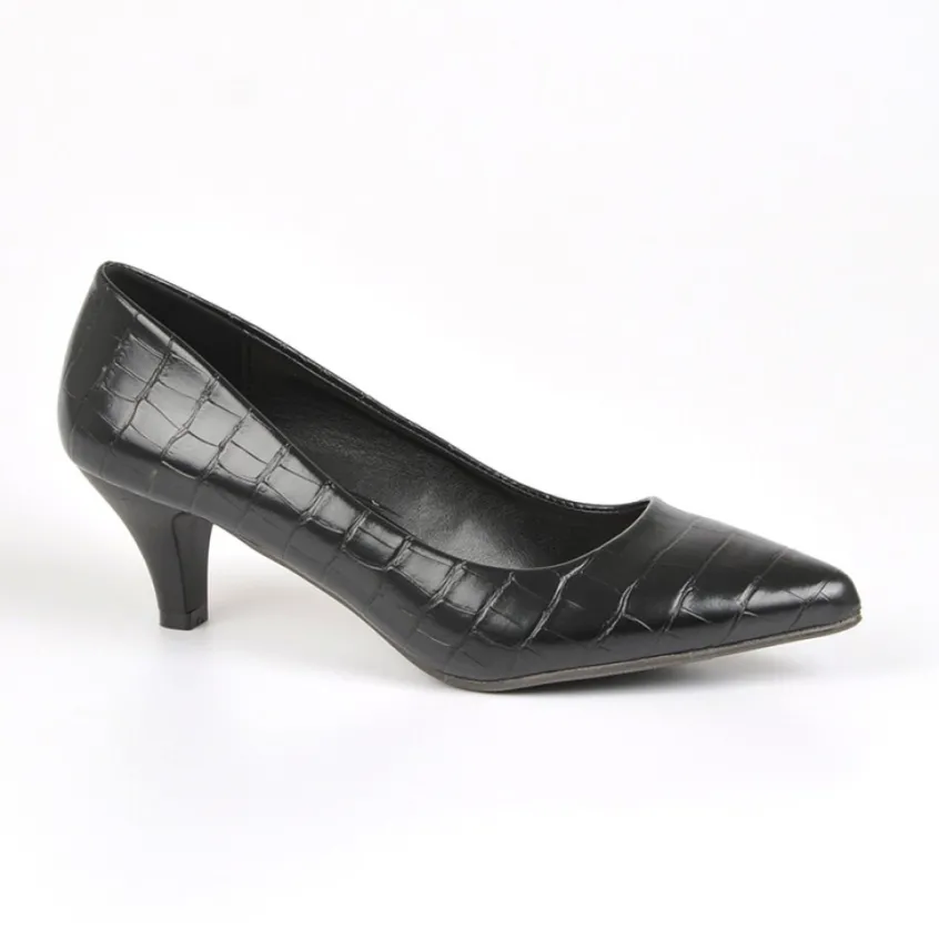 Escarpins|VICE VERSA Escarpins Femme Avec Effet Croco Noir