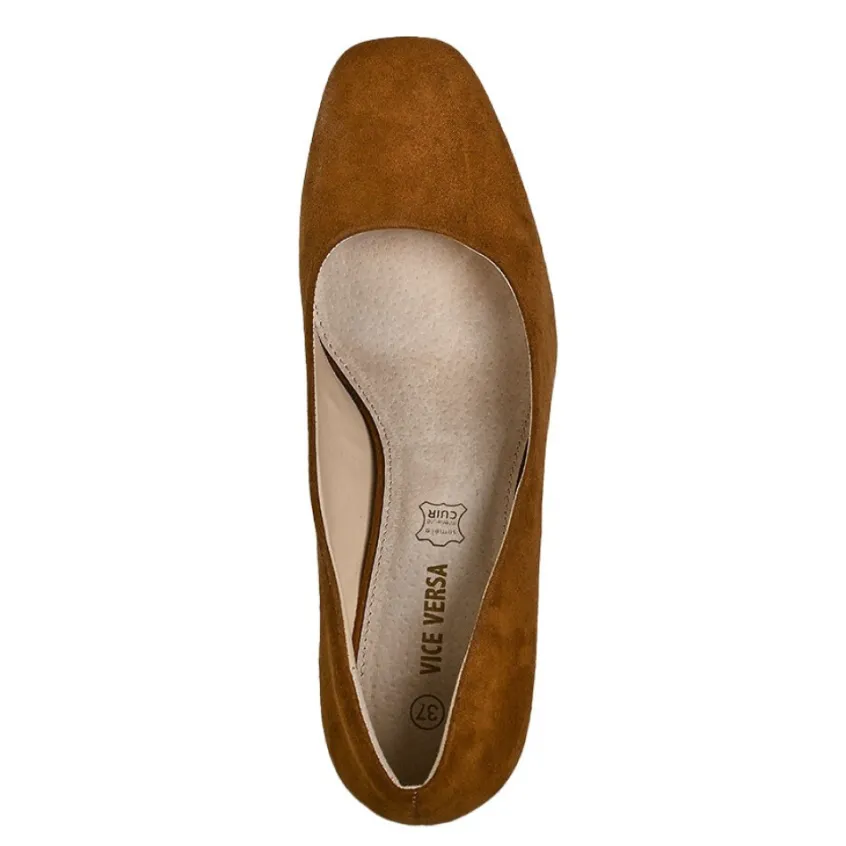 Escarpins|VICE VERSA Escarpins Femme Camel Bout Carre