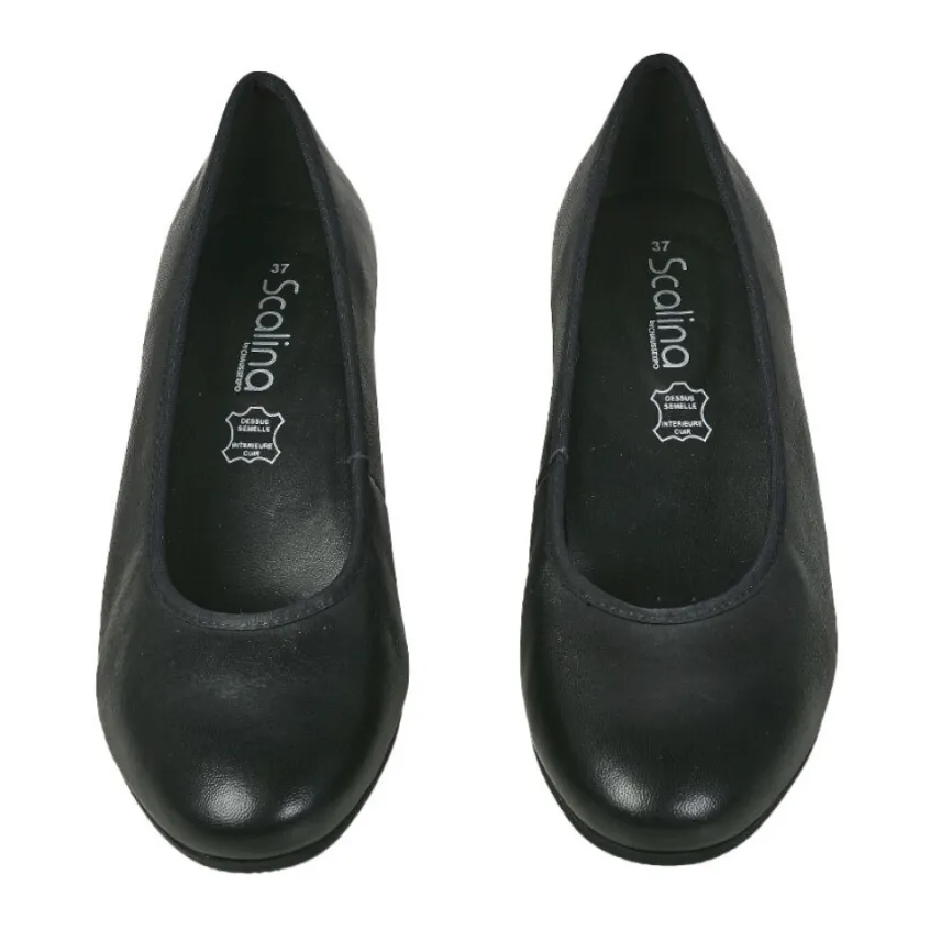 Chaussures Confort|SCALINA Escarpins Femme Cuir Noir Semelles Souples