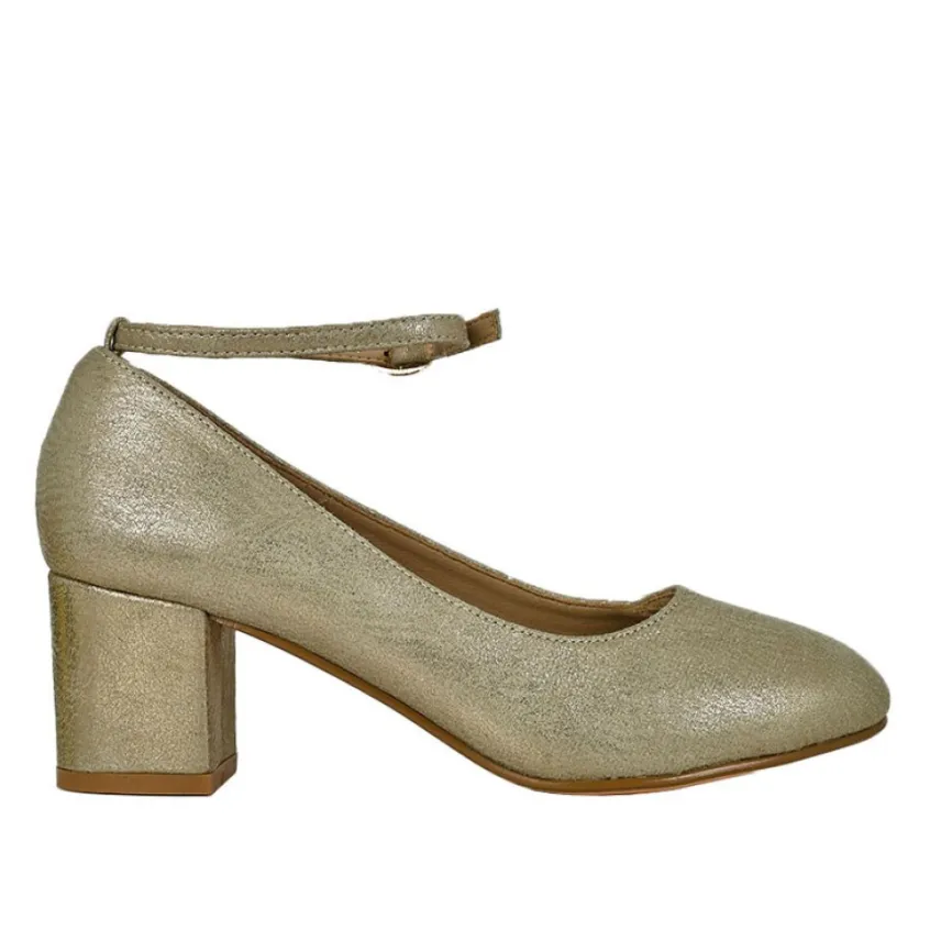Escarpins|VICE VERSA Escarpins Femme Dore Avec Brides Chevilles