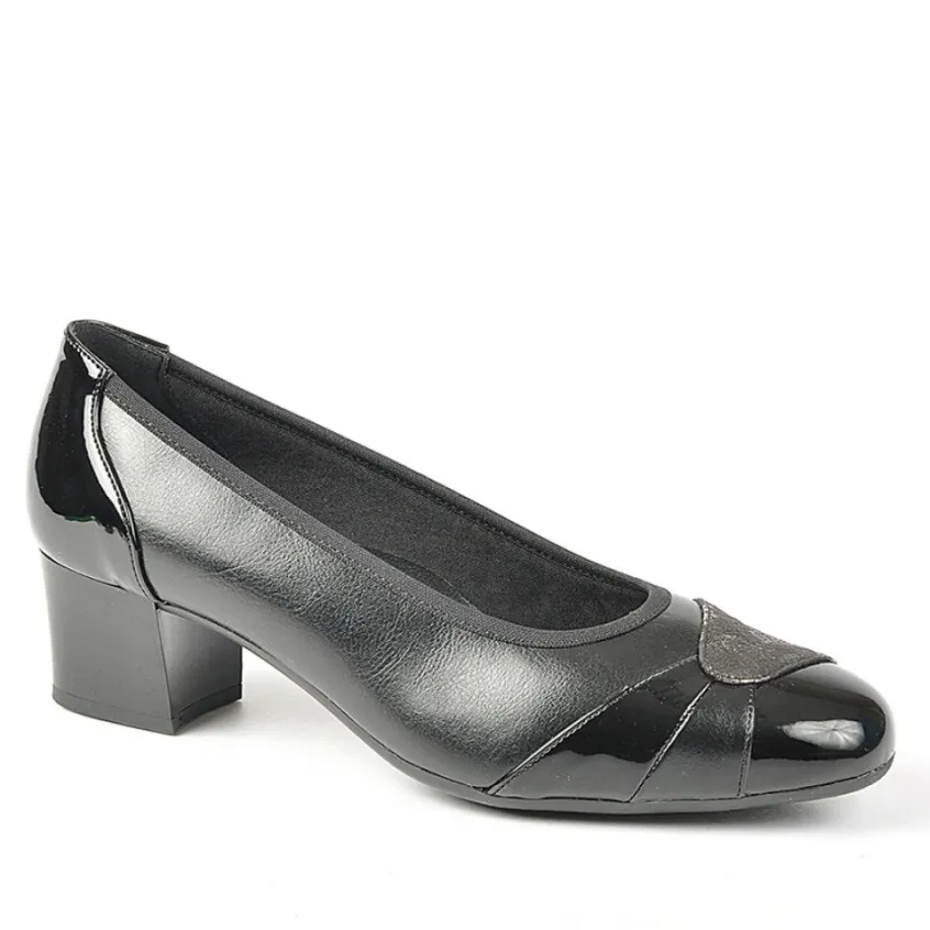 Chaussures Confort|LADY CONFORT Escarpins Noir Forme Large
