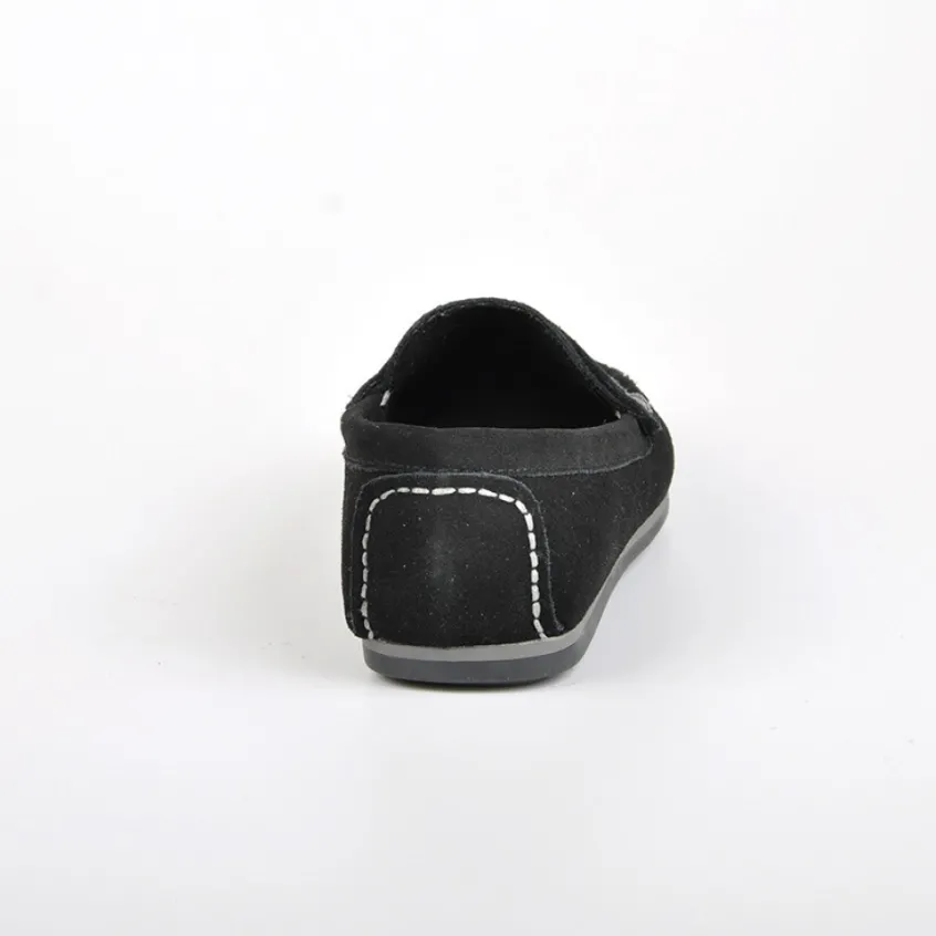 Mocassins, Chaussures Bateaux|FORTUNATO Mocassins Aspect Daim Noir