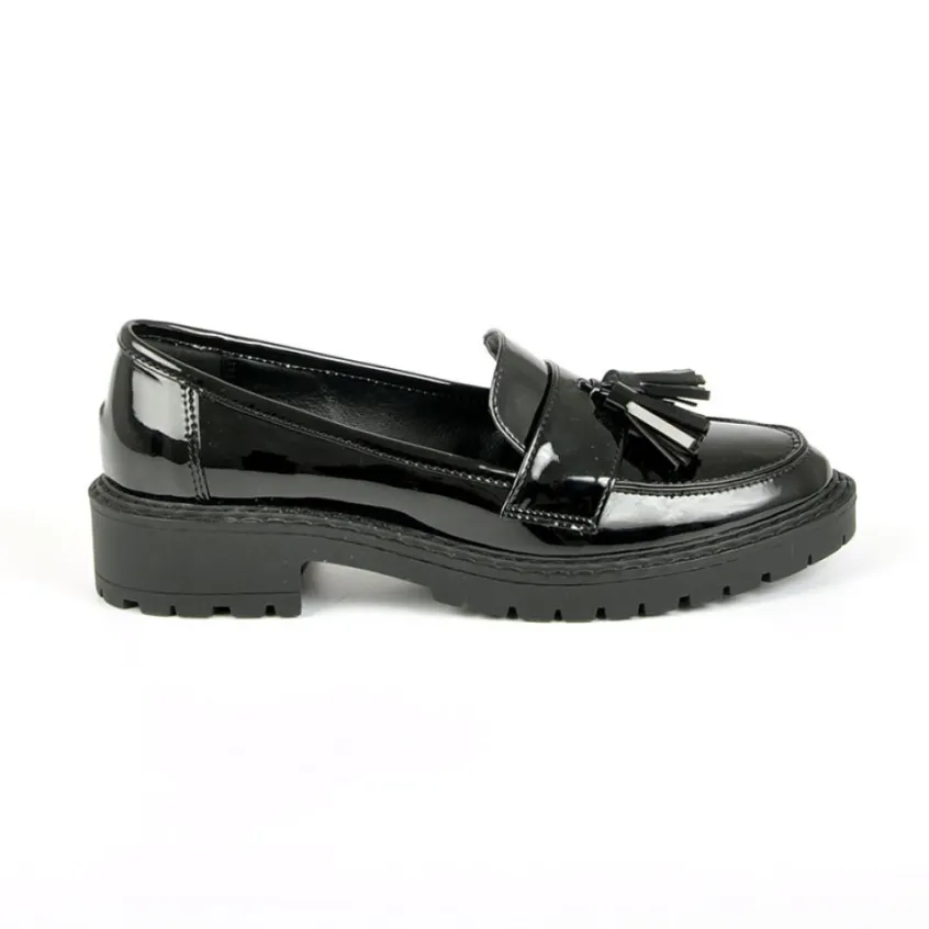 Mocassins|VICE VERSA Mocassins Avec Pampilles Vernis Noir
