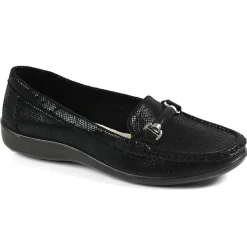 Chaussures Confort|LADY CONFORT Mocassins Confort Femme Noir Effet Reptile