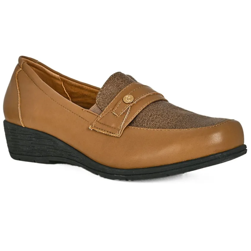 Chaussures Confort|LADY CONFORT Mocassins Femme Beige Semelles Souples