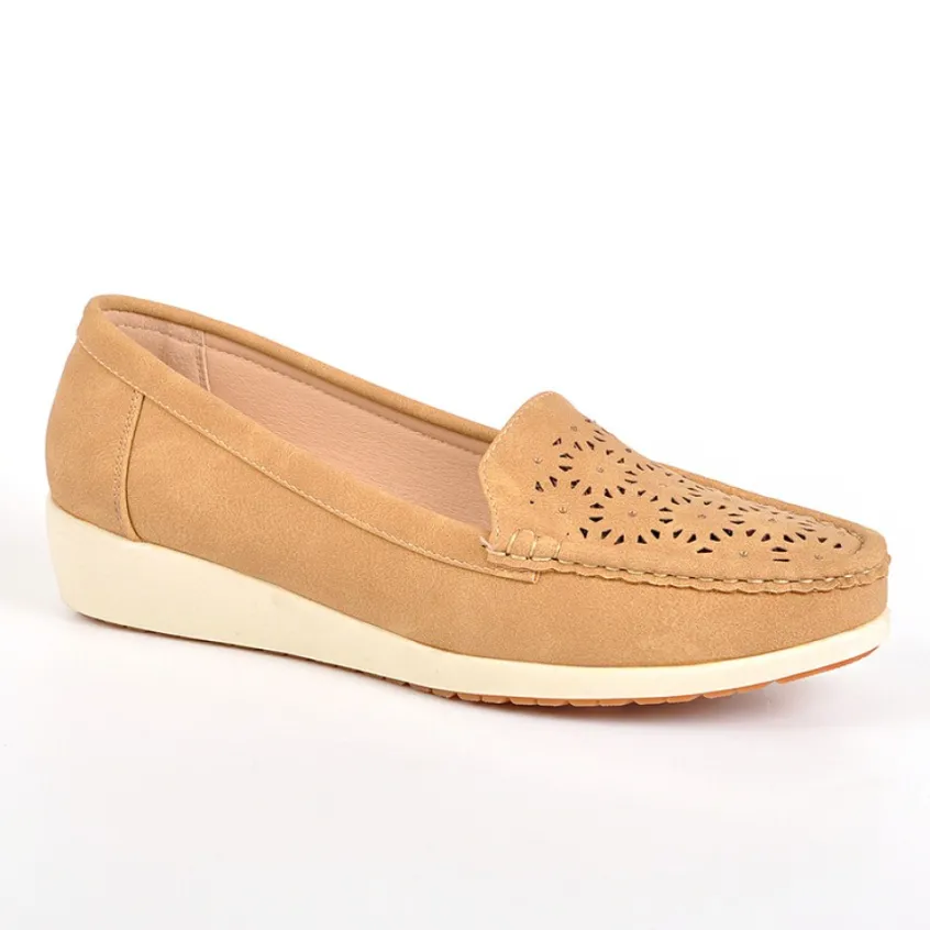 Chaussures Confort|LADY CONFORT Mocassins Femme Strass Camel