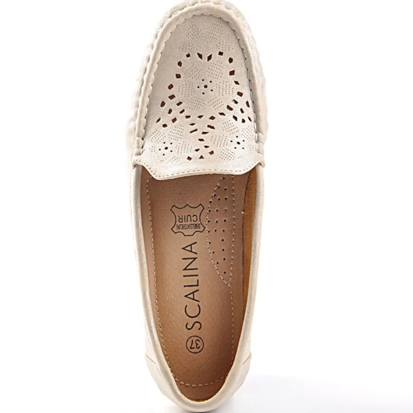 Chaussures Confort|SCALINA Mocassins Dore