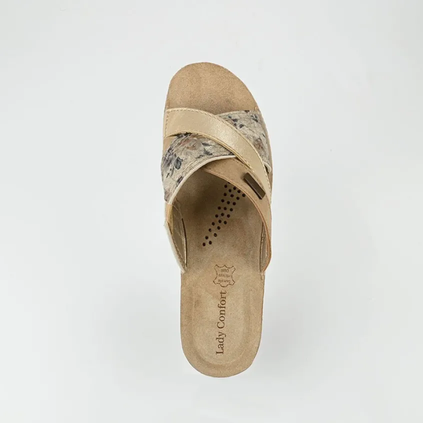 Chaussures Confort|LADY CONFORT Mules A Talons Femme Beige