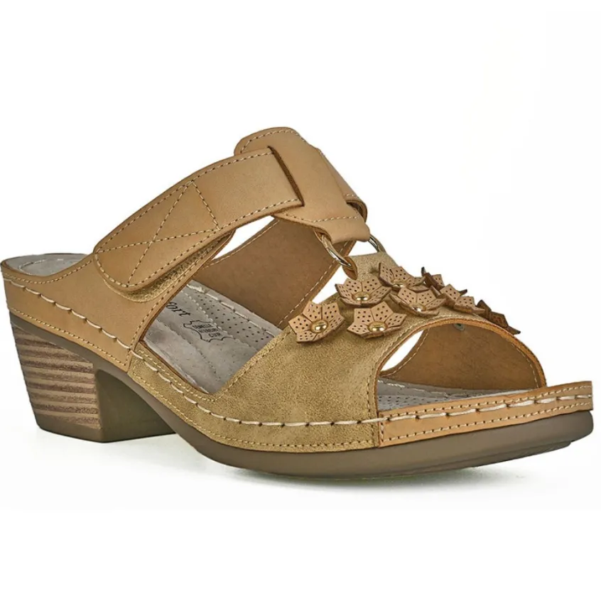 Chaussures Confort|LADY CONFORT Mules A Talons Beige