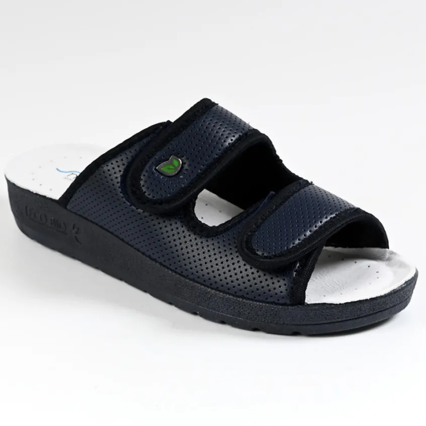 Chaussures Confort|ECO BIO SANITAL Mules Compensees Femme Eco Bio Memorisy Bleu Marine