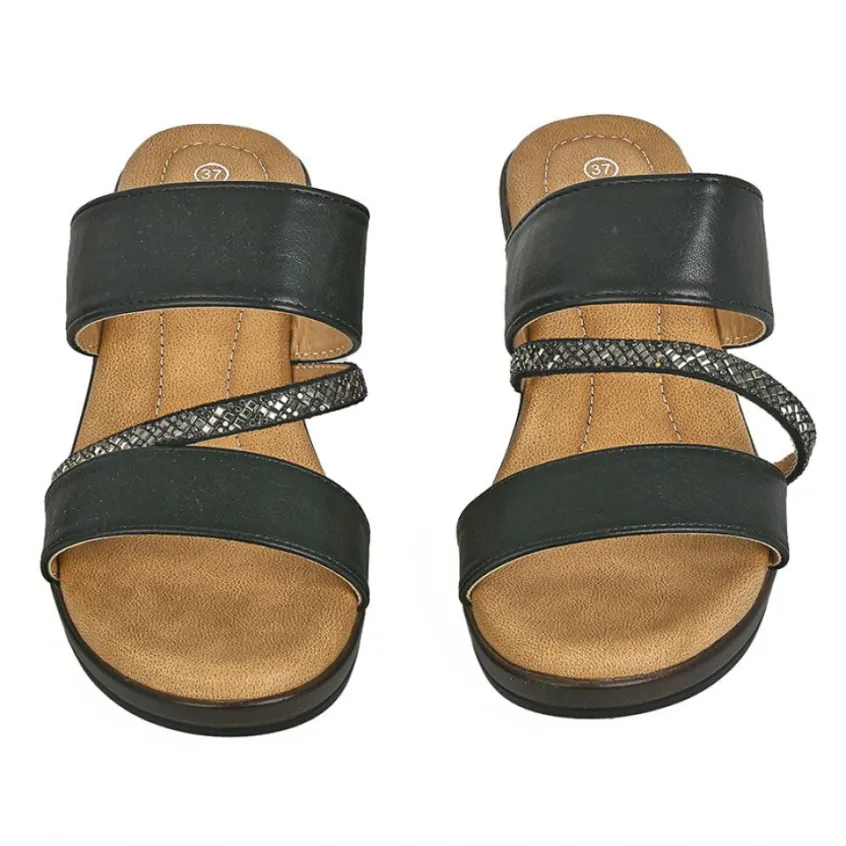 Chaussures Confort|SCALINA Mules Compensees Femme Noir