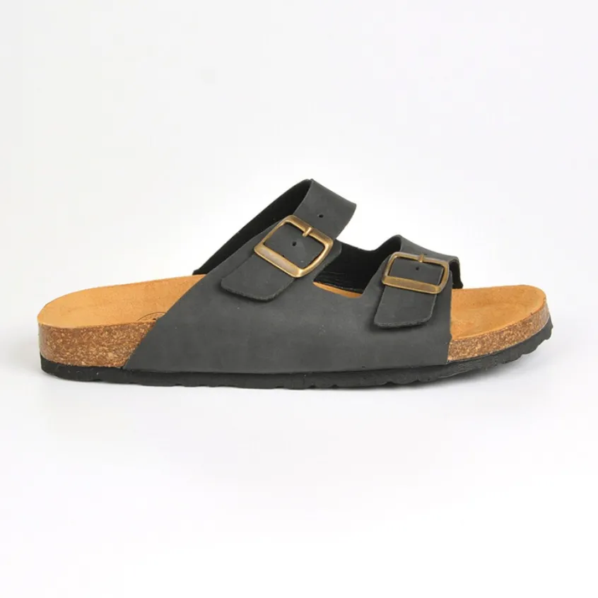 Mules, Tongs|ARIZONA Mules Deux Brides A Boucles Homme Noir