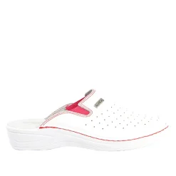 Chaussures Confort|FLEX'IS Mules Sabots Avec Surpiqures Contrastantes Blanc
