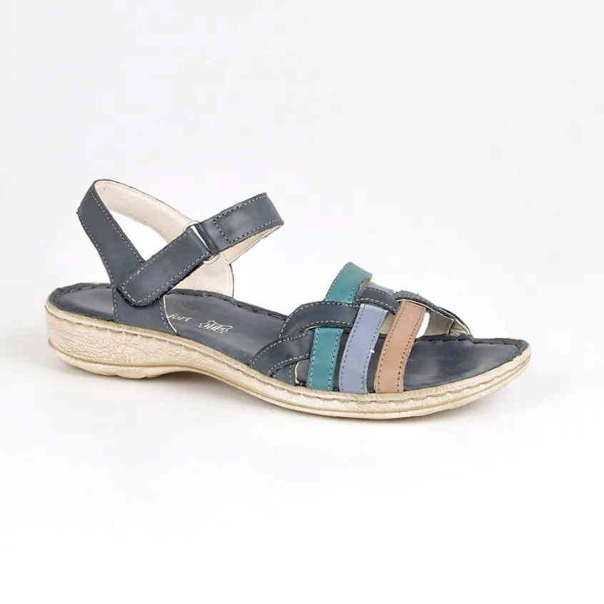 Chaussures Confort|LADY CONFORT Sandales A Talons Femme Bleu Marine