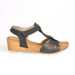 Chaussures Confort|LADY CONFORT Sandales Compensees Femme Noir