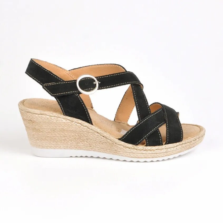 Chaussures Confort|SCALINA Sandales Compensees Femme Noir