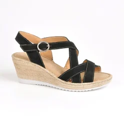 Chaussures Confort|SCALINA Sandales Compensees Femme Noir
