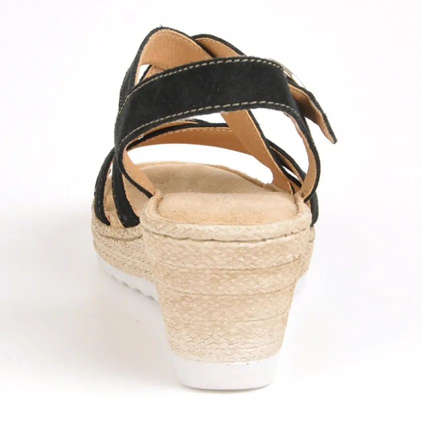 Chaussures Confort|SCALINA Sandales Compensees Femme Noir