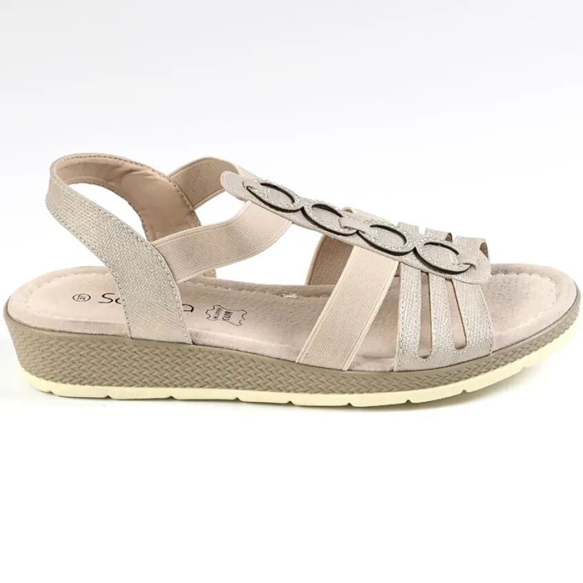 Chaussures Confort|SCALINA Sandales Compensees Femme Beige