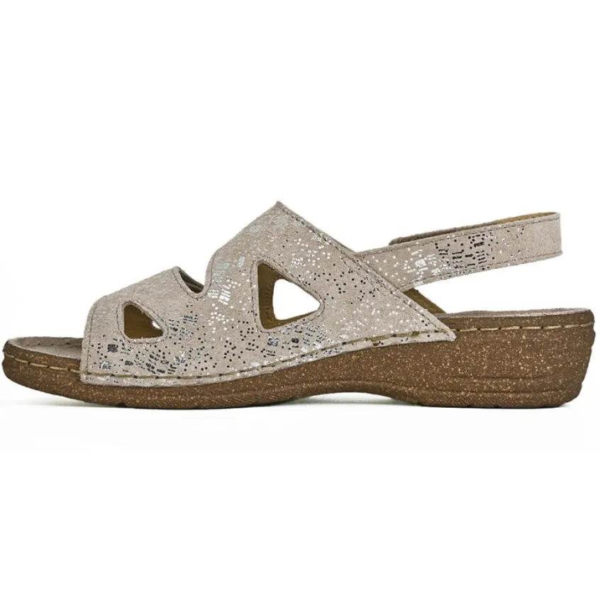 Chaussures Confort|LADY CONFORT Sandales Compensees Femme Cuir Beige