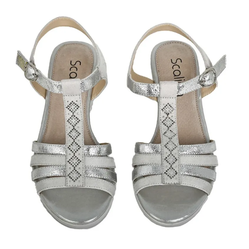Chaussures Confort|SCALINA Sandales Compensees Femme Argente