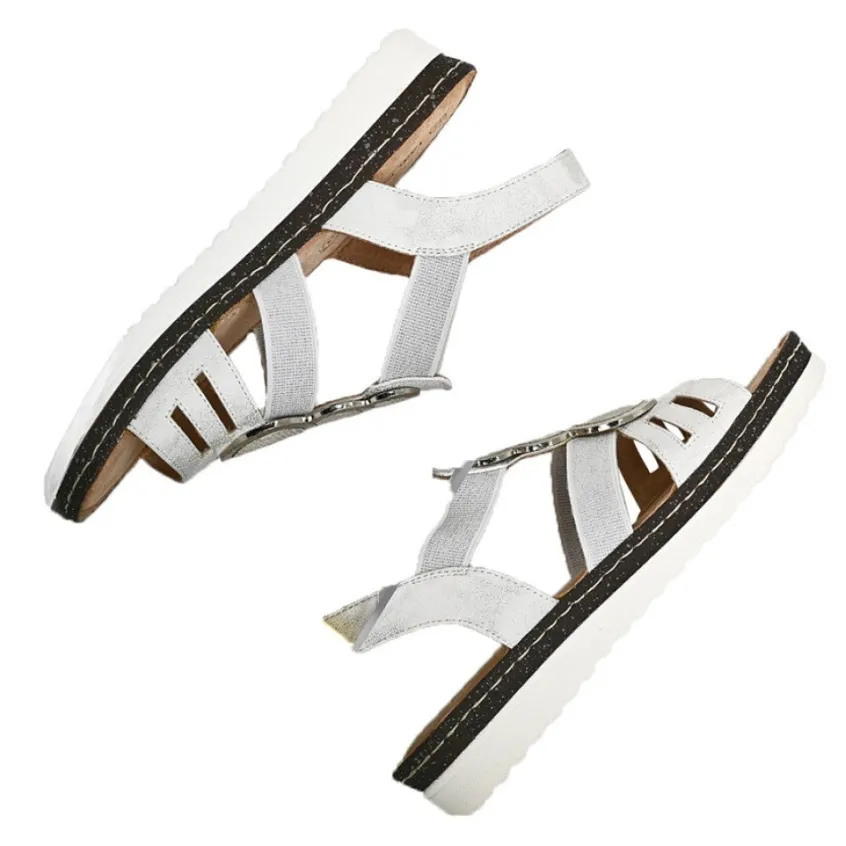 Chaussures Confort|SCALINA Sandales Compensees Femme Blanc