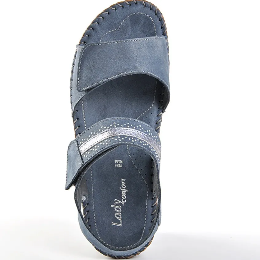 Chaussures Confort|LADY CONFORT Sandales Compensees Bleu