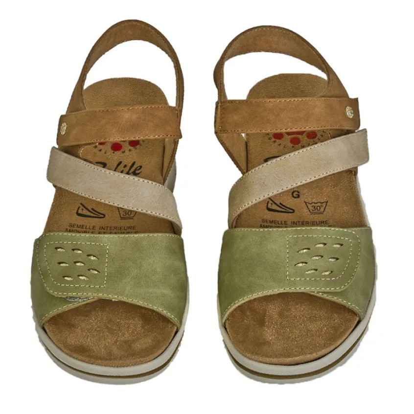 Chaussures Confort|RELIFE Sandales Compensees Semelles Interieures Amovibles Kaki