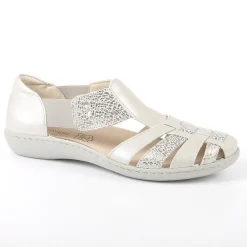Chaussures Confort|LADY CONFORT Sandales Confort Femme Semelles Souples Argente
