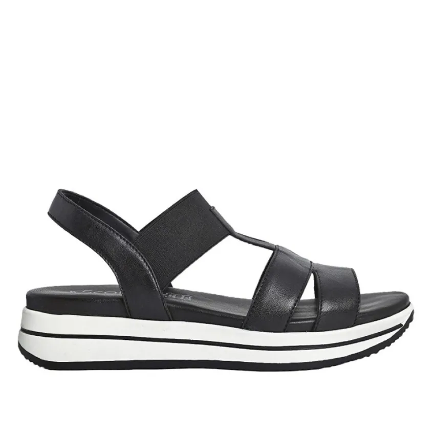 Chaussures Confort|SCALINA Sandales Plateforme Femme Cuir Noir