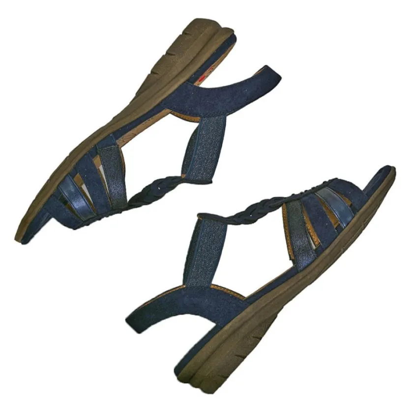 Chaussures Confort|RELIFE Sandales Plates Avec Strass Bleu