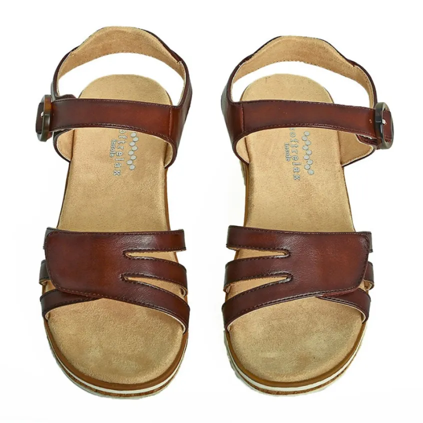 Chaussures Confort|LADY CONFORT Sandales Plates Femme Marron