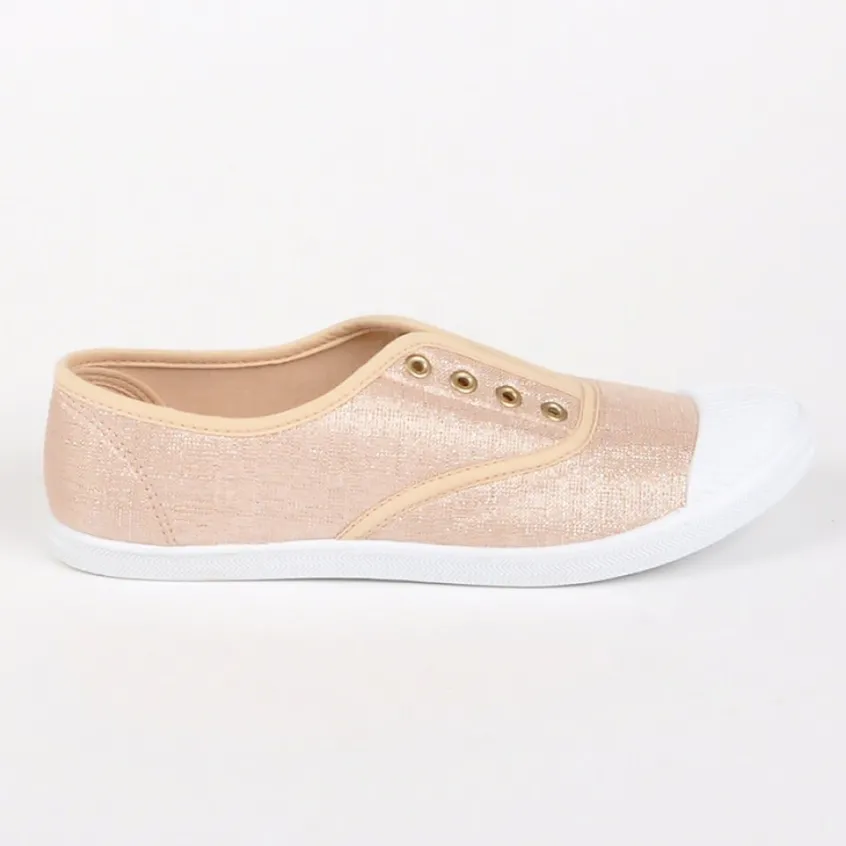 Baskets, Sneakers|STREET LIFE Tennis Femme Dore En Toile