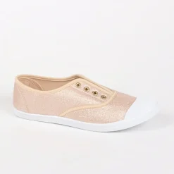 Baskets, Sneakers|STREET LIFE Tennis Femme Dore En Toile